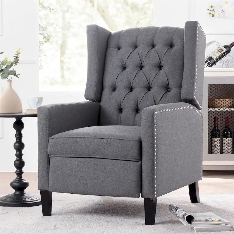 Fauteuil inclinable manuel rembourré de 27 pouces de large, fauteuil de salon avec pieds en bois