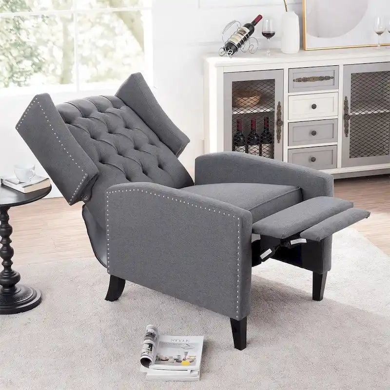 Fauteuil inclinable manuel rembourré de 27 pouces de large, fauteuil de salon avec pieds en bois