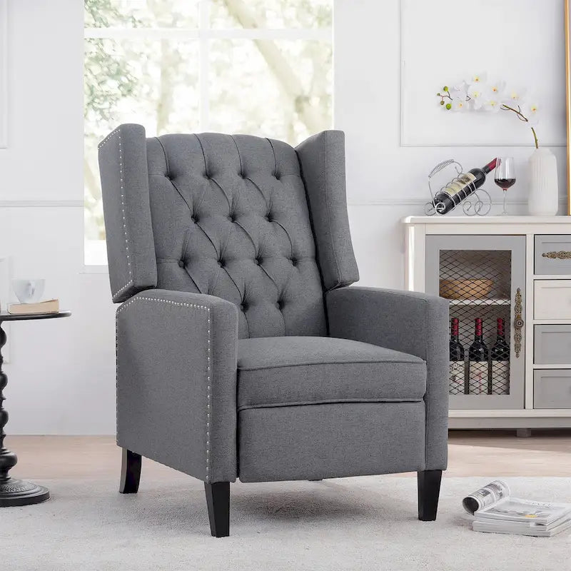 Fauteuil inclinable manuel rembourré de 27 pouces de large, fauteuil de salon avec pieds en bois