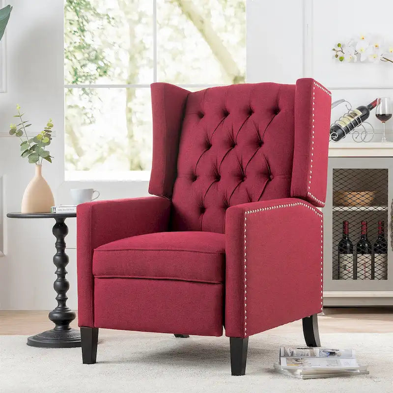 Fauteuil inclinable manuel rembourré de 27 pouces de large, fauteuil de salon avec pieds en bois