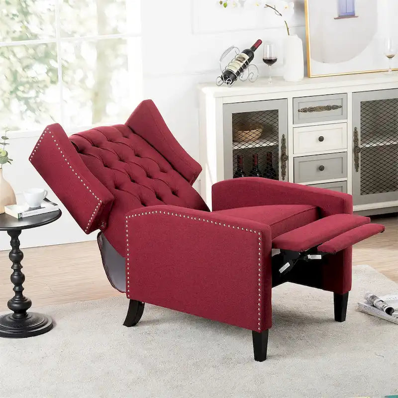 Fauteuil inclinable manuel rembourré de 27 pouces de large, fauteuil de salon avec pieds en bois
