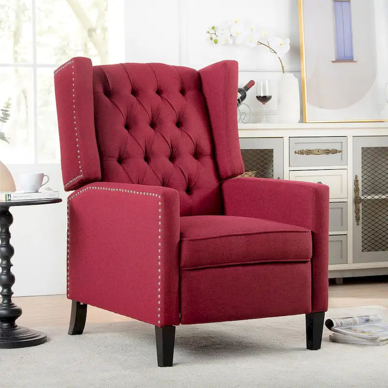 Fauteuil inclinable manuel rembourré de 27 pouces de large, fauteuil de salon avec pieds en bois