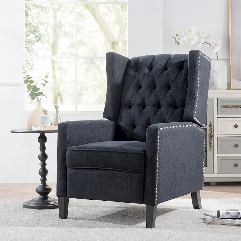 Fauteuil inclinable manuel rembourré de 27 pouces de large, fauteuil de salon avec pieds en bois