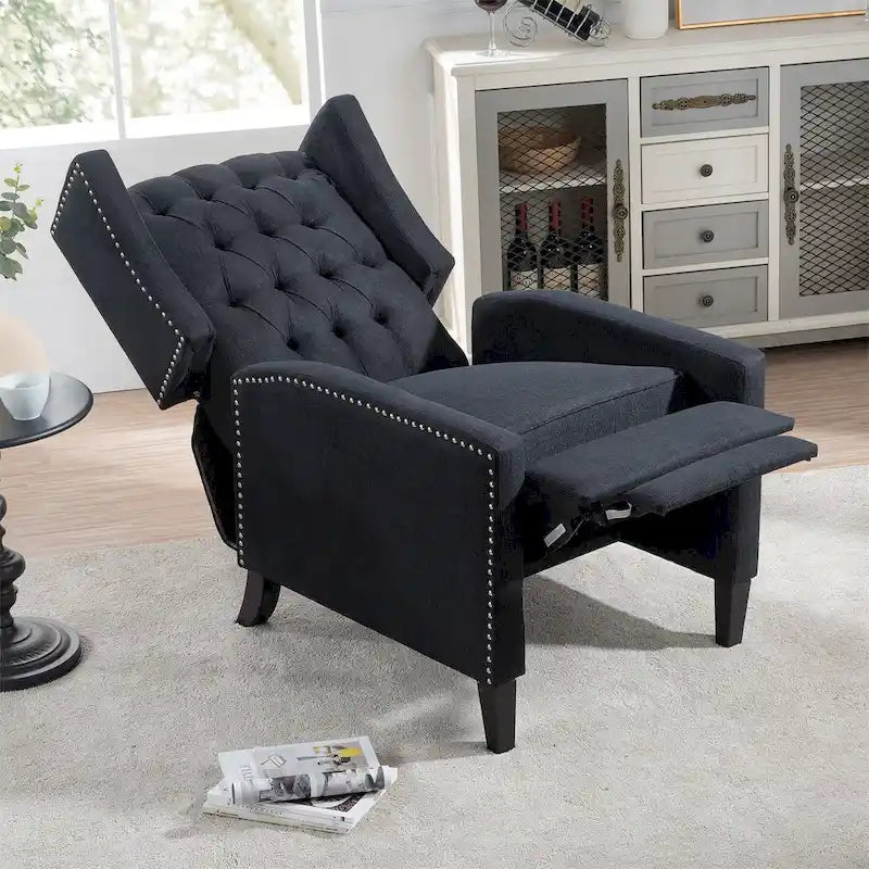Fauteuil inclinable manuel rembourré de 27 pouces de large, fauteuil de salon avec pieds en bois