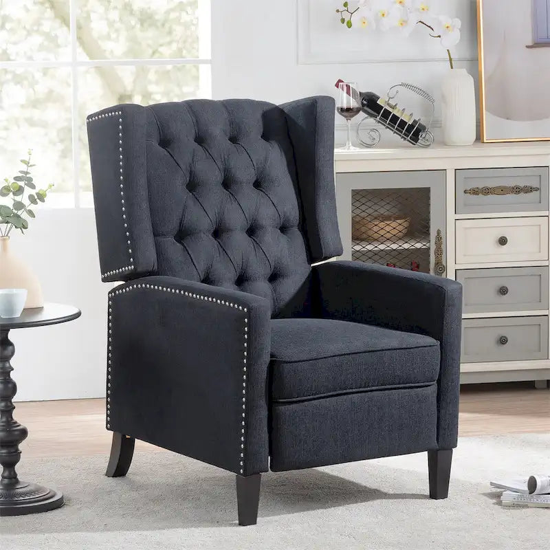 Fauteuil inclinable manuel rembourré de 27 pouces de large, fauteuil de salon avec pieds en bois