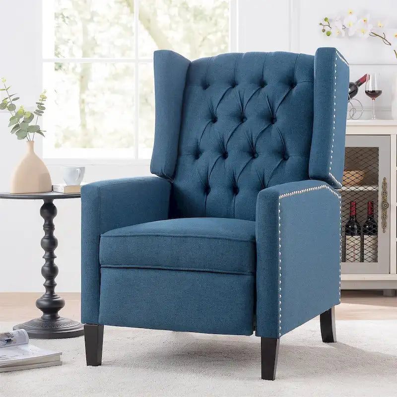 Fauteuil inclinable manuel rembourré de 27 pouces de large, fauteuil de salon avec pieds en bois