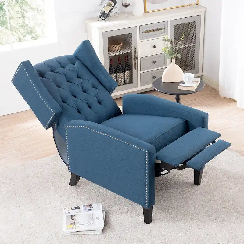 Fauteuil inclinable manuel rembourré de 27 pouces de large, fauteuil de salon avec pieds en bois