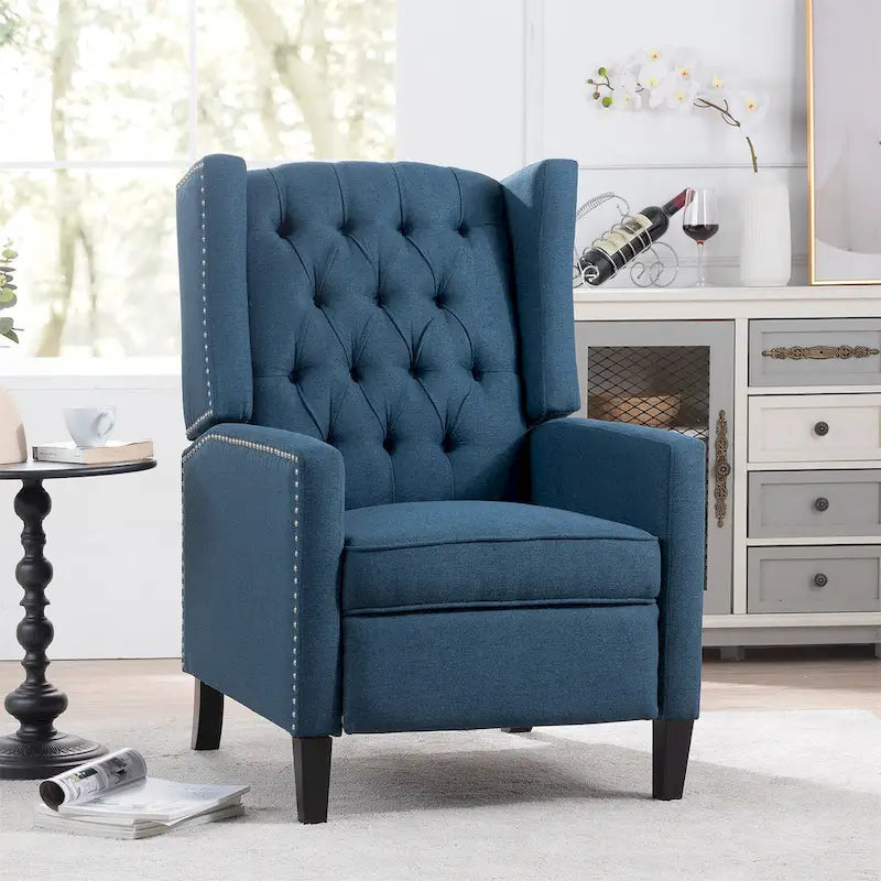 Fauteuil inclinable manuel rembourré de 27 pouces de large, fauteuil de salon avec pieds en bois