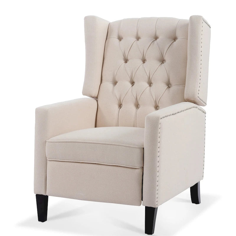 Fauteuil inclinable manuel rembourré de 27 pouces de large, fauteuil de salon avec pieds en bois