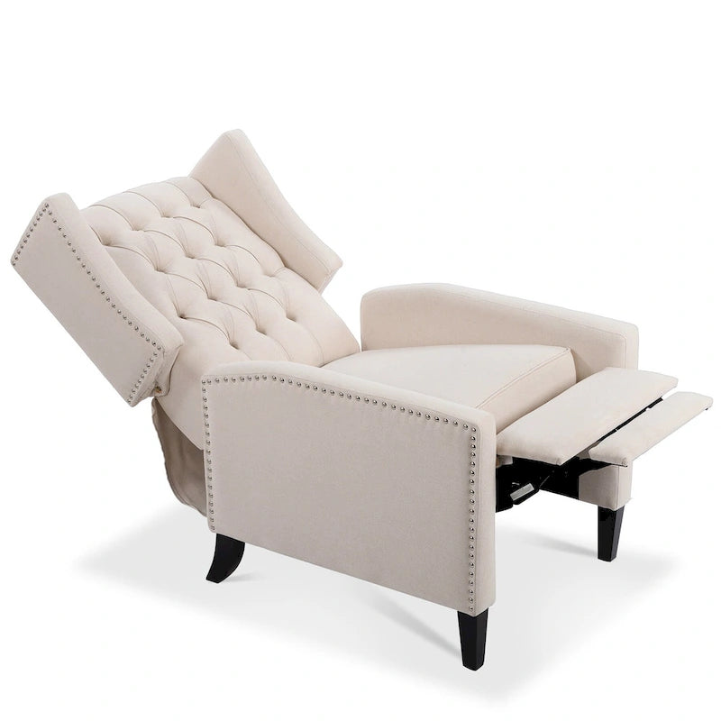 Fauteuil inclinable manuel rembourré de 27 pouces de large, fauteuil de salon avec pieds en bois