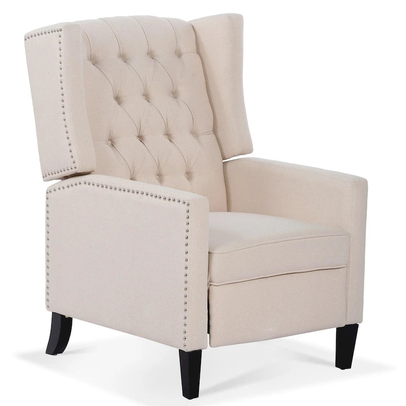 Fauteuil inclinable manuel rembourré de 27 pouces de large, fauteuil de salon avec pieds en bois