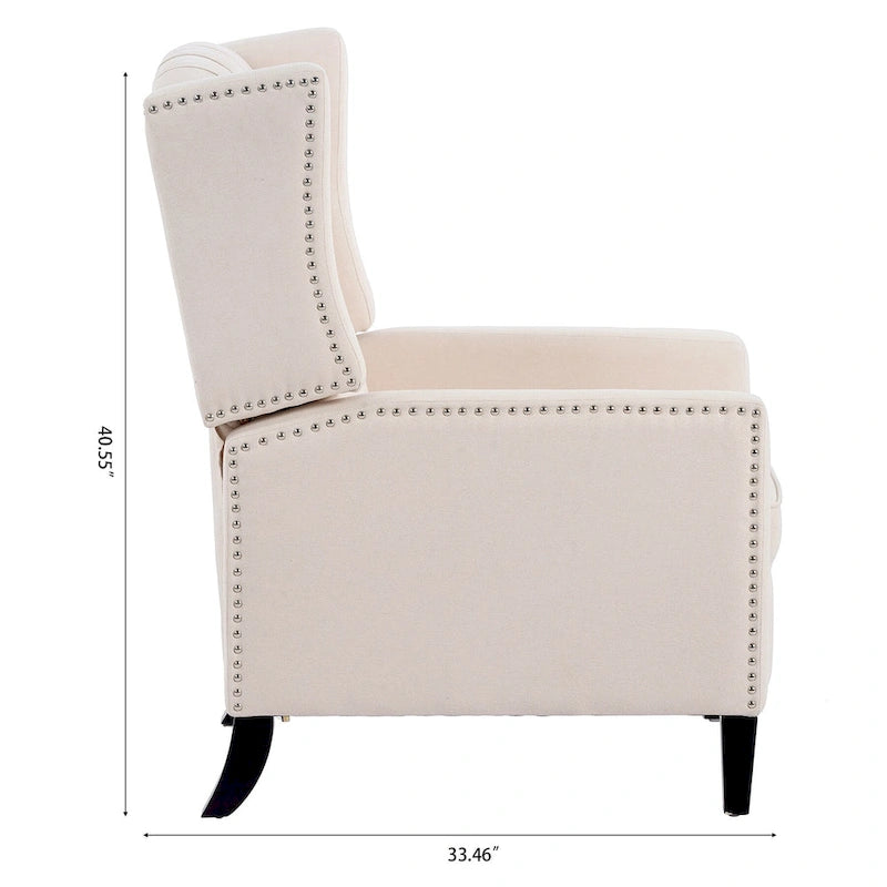 Fauteuil inclinable manuel rembourré de 27 pouces de large, fauteuil de salon avec pieds en bois