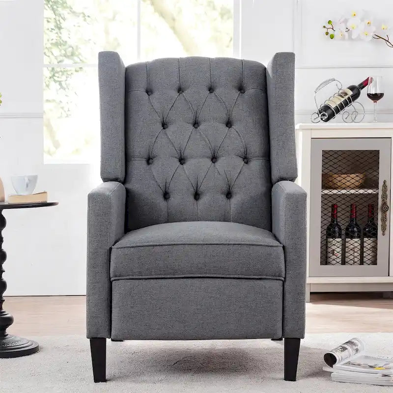 Fauteuil inclinable manuel rembourré de 27 pouces de large, fauteuil de salon avec pieds en bois