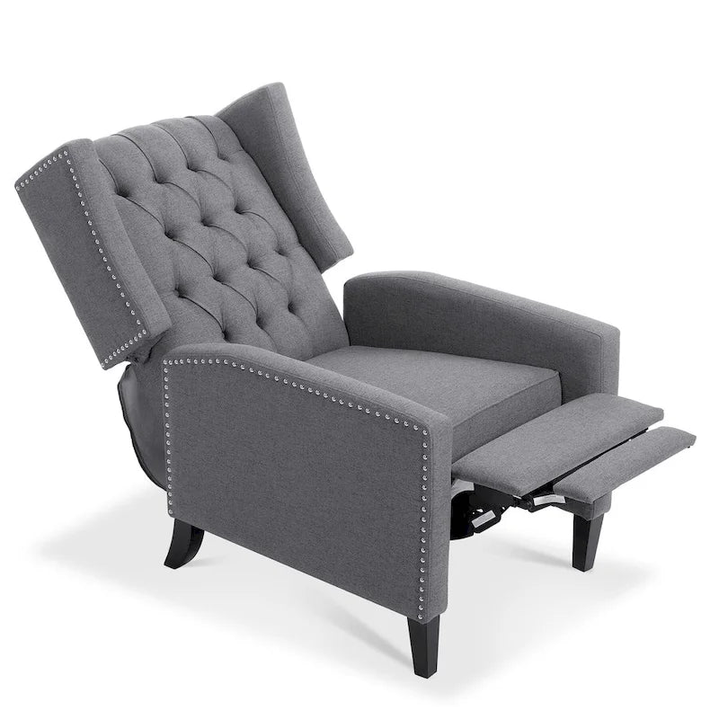 Fauteuil inclinable manuel rembourré de 27 pouces de large, fauteuil de salon avec pieds en bois