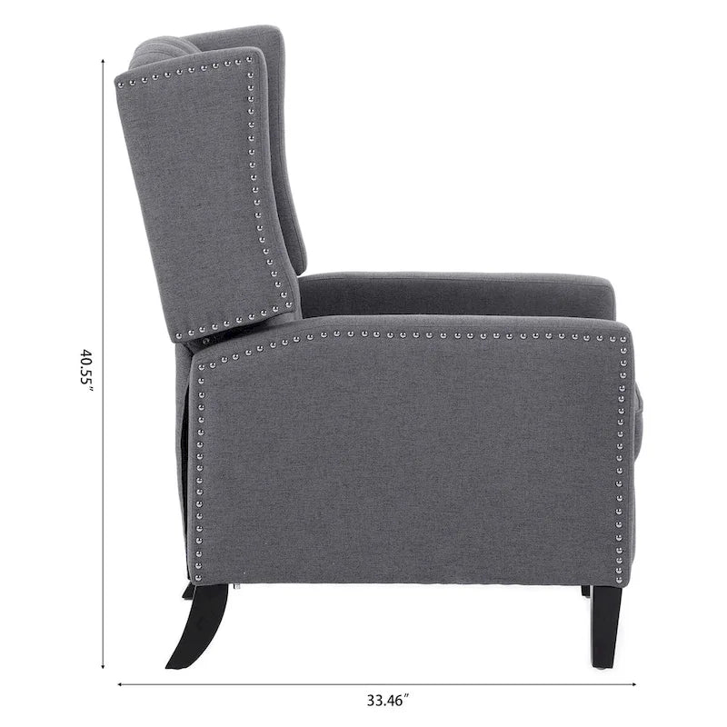Fauteuil inclinable manuel rembourré de 27 pouces de large, fauteuil de salon avec pieds en bois