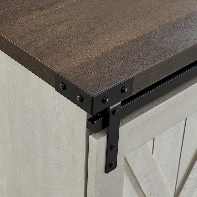 Meuble TV 54 pouces pour téléviseurs jusqu'à 60 pouces avec portes coulissantes style ferme