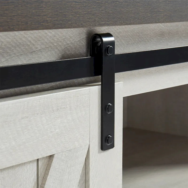 Meuble TV 54 pouces pour téléviseurs jusqu'à 60 pouces avec portes coulissantes style ferme