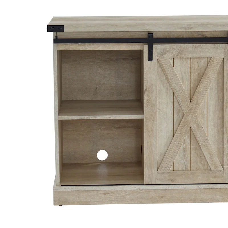 Meuble TV 54 pouces pour téléviseurs jusqu'à 60 pouces avec portes coulissantes style ferme