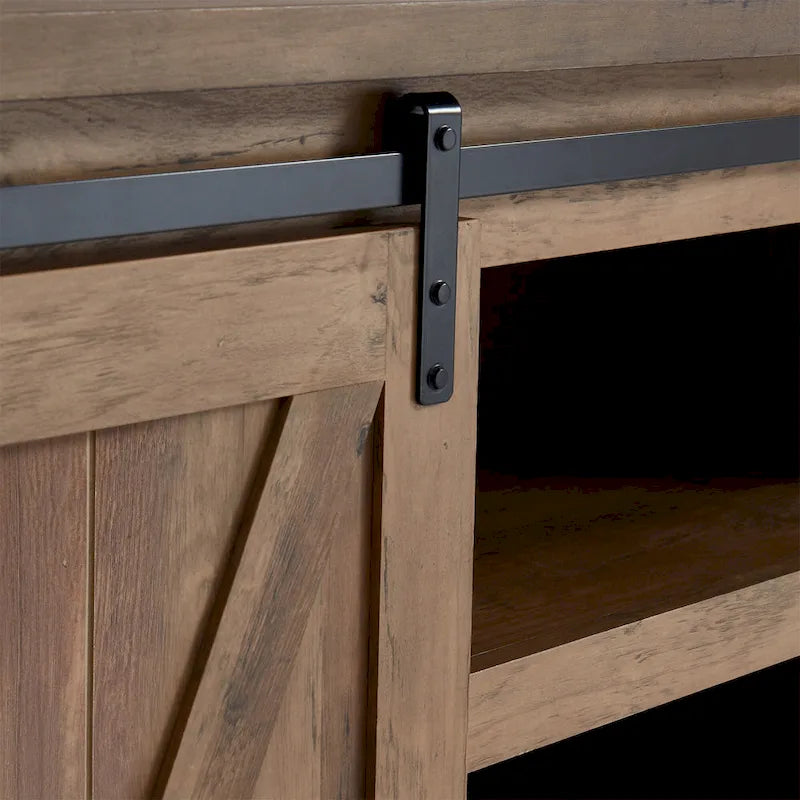 Meuble TV 54 pouces pour téléviseurs jusqu'à 60 pouces avec portes coulissantes style ferme