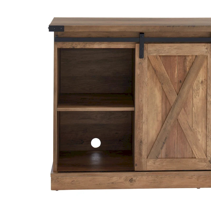 Meuble TV 54 pouces pour téléviseurs jusqu'à 60 pouces avec portes coulissantes style ferme