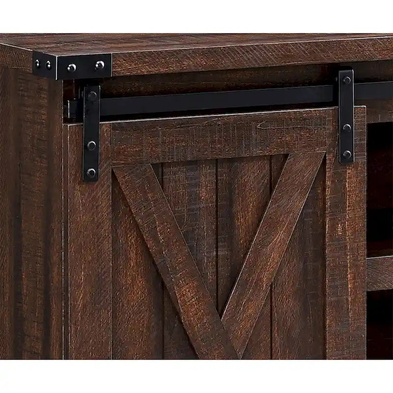 Meuble TV 54 pouces pour téléviseurs jusqu'à 60 pouces avec portes coulissantes style ferme