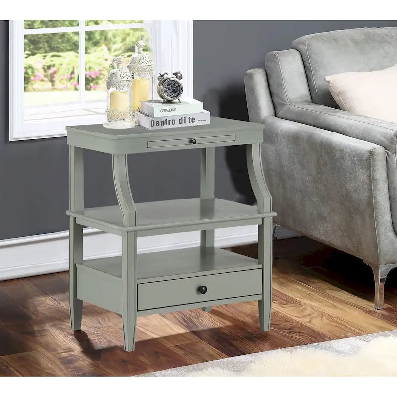 Table basse de rangement à 3 niveaux rectangulaire avec tiroir Table de nuit avec plateau coulissant Table d'appoint pour salon