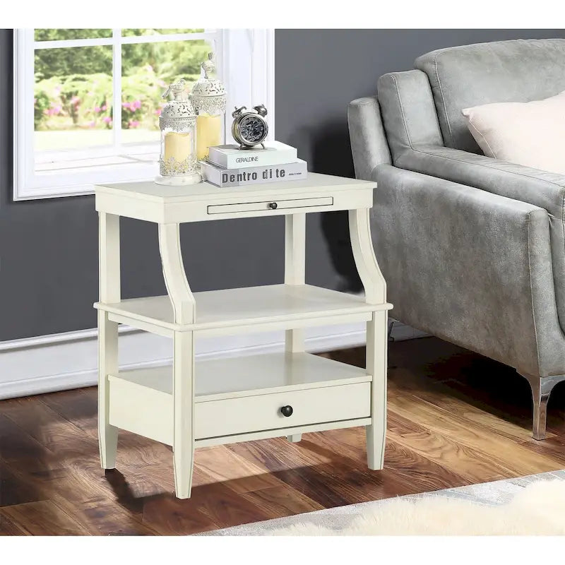 Table basse de rangement à 3 niveaux rectangulaire avec tiroir Table de nuit avec plateau coulissant Table d'appoint pour salon