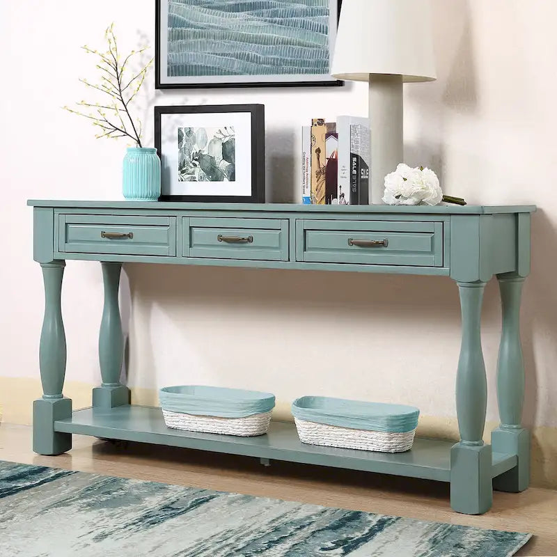 Console en bois de 160 cm de long avec 3 tiroirs