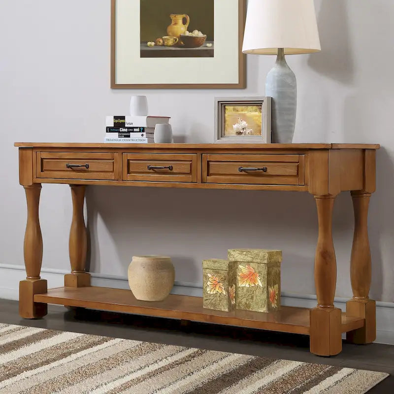 Console en bois de 160 cm de long avec 3 tiroirs