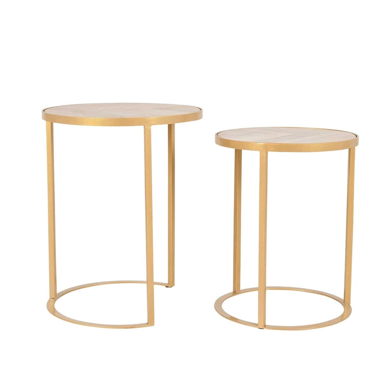 Tables d'appoint gigognes en bois naturel et fer (ensemble de 2) par East at Main