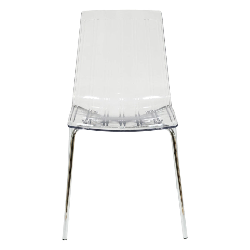 Chaise de salle à manger Ralph en acrylique (lot de 2) avec pieds en métal chromé, chaise d'appoint moderne transparente pour salle à manger et cuisine
