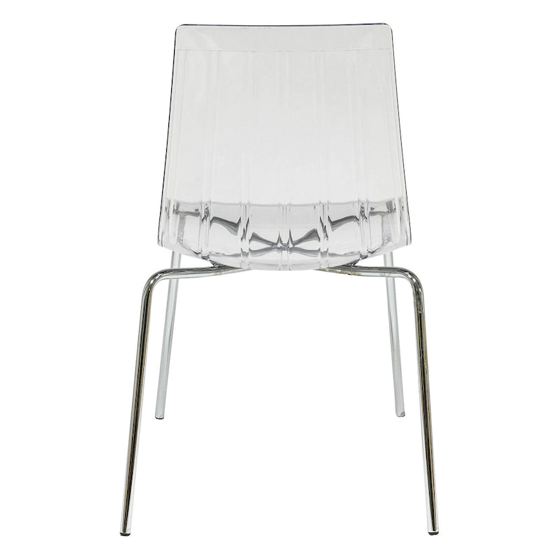 Chaise de salle à manger Ralph en acrylique (lot de 2) avec pieds en métal chromé, chaise d'appoint moderne transparente pour salle à manger et cuisine