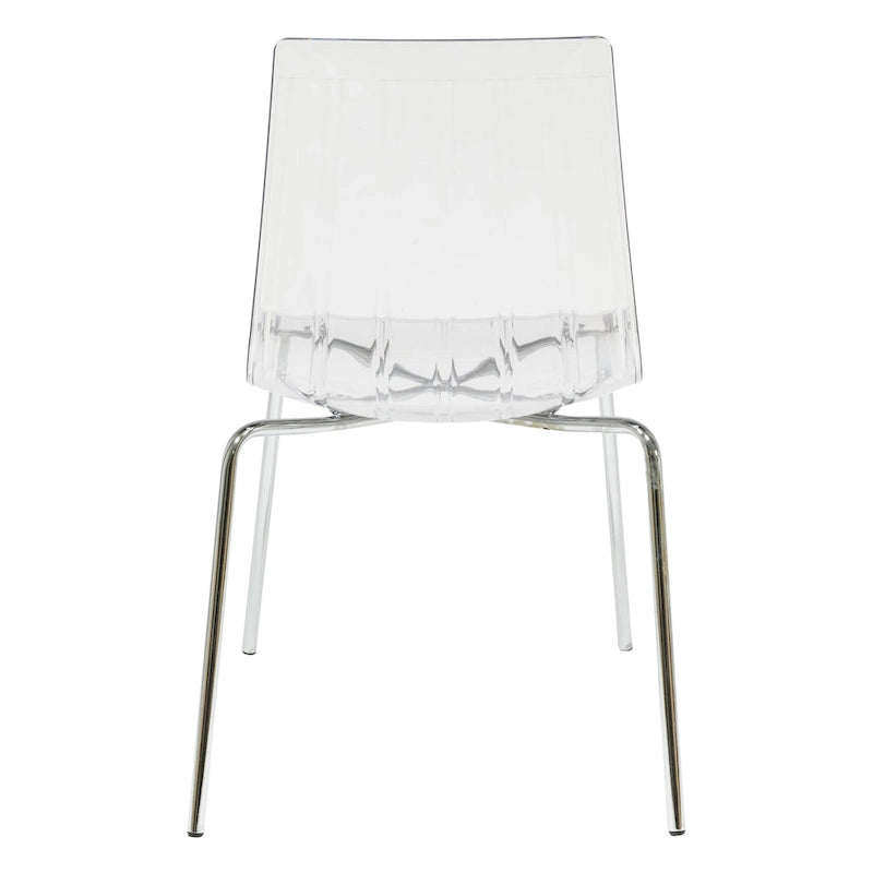 Chaise de salle à manger Ralph en acrylique (lot de 2) avec pieds en métal chromé, chaise d'appoint moderne transparente pour salle à manger et cuisine