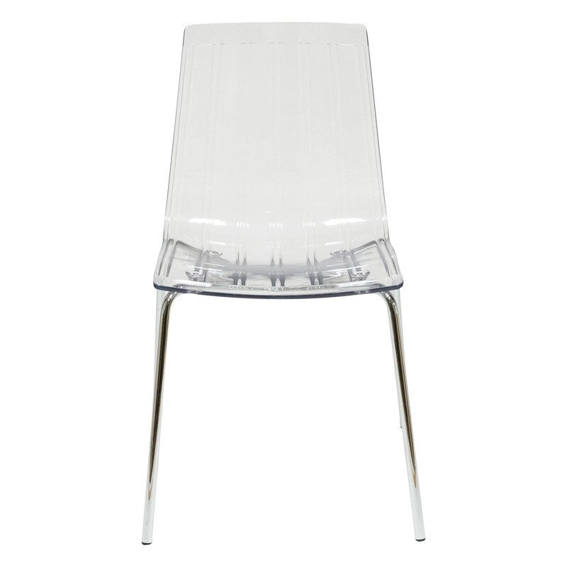 Chaise de salle à manger Ralph en acrylique (lot de 2) avec pieds en métal chromé, chaise d'appoint moderne transparente pour salle à manger et cuisine