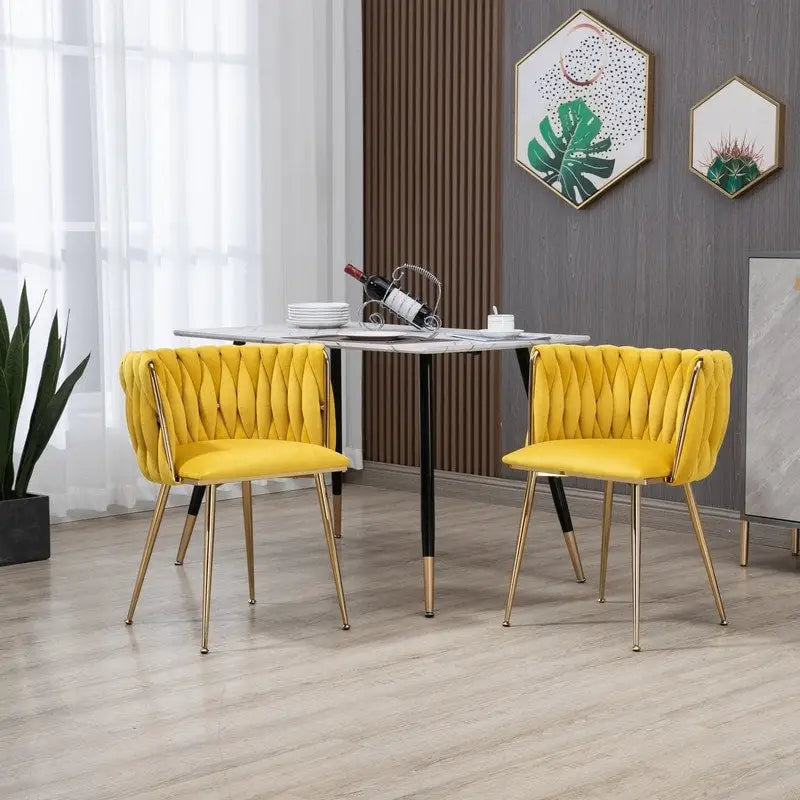 SEYNAR Chaises de salle à manger modernes en velours, style glamour, lot de 2, avec piètement en métal doré