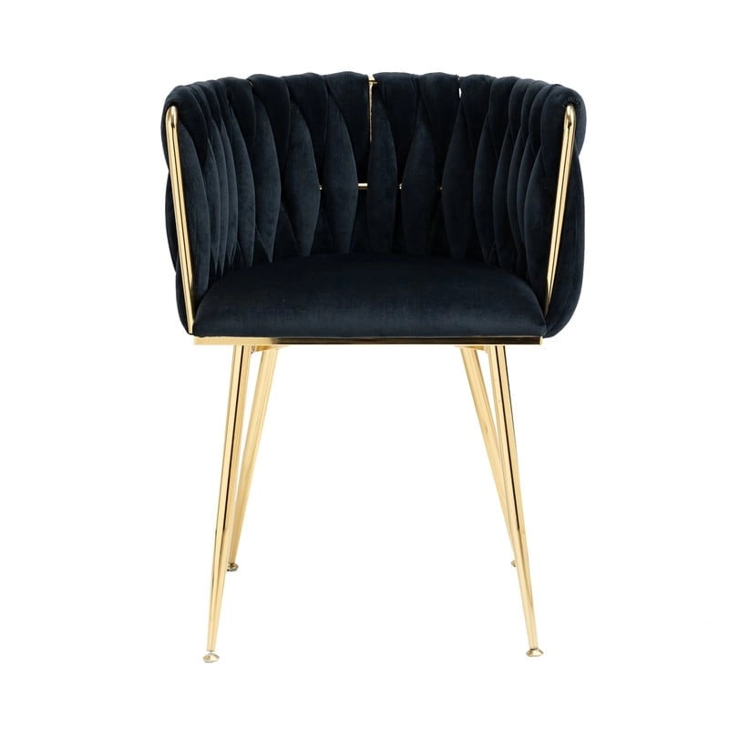 SEYNAR Chaises de salle à manger modernes en velours, style glamour, lot de 2, avec piètement en métal doré