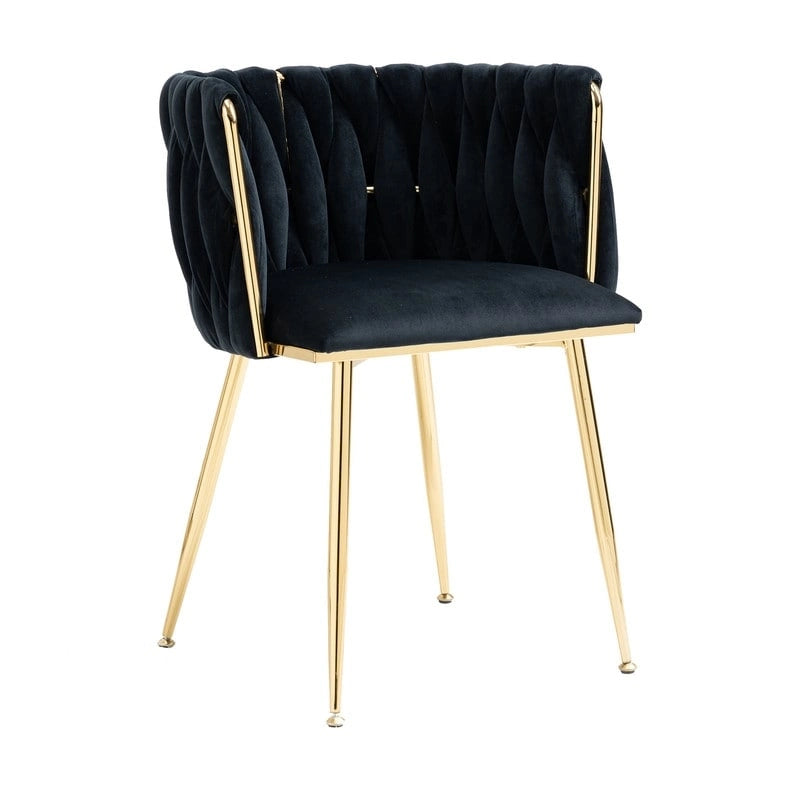 SEYNAR Chaises de salle à manger modernes en velours, style glamour, lot de 2, avec piètement en métal doré