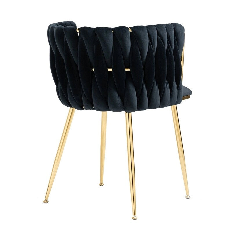 SEYNAR Chaises de salle à manger modernes en velours, style glamour, lot de 2, avec piètement en métal doré