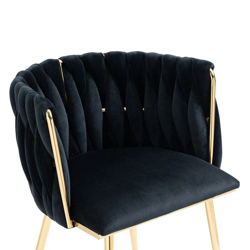 SEYNAR Chaises de salle à manger modernes en velours, style glamour, lot de 2, avec piètement en métal doré