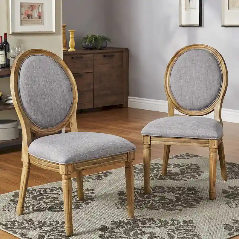 Chaises de salle à manger rondes en lin et bois Deana (lot de 2) par iNSPIRE Q Artisan
