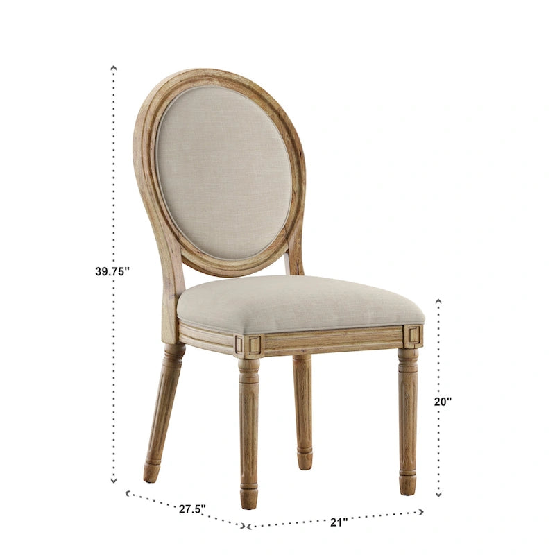 Chaises de salle à manger rondes en lin et bois Deana (lot de 2) par iNSPIRE Q Artisan