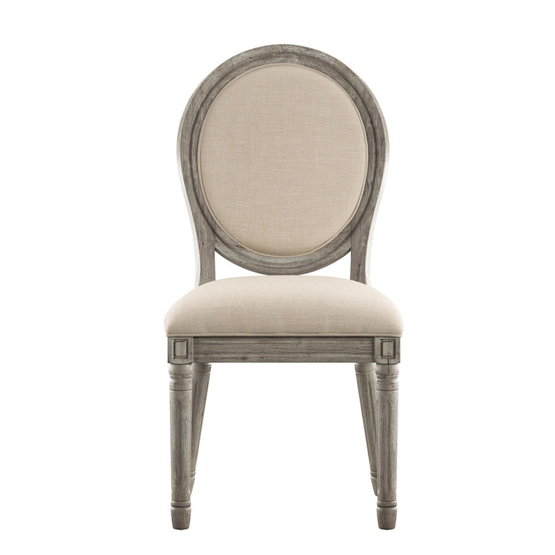 Chaises de salle à manger rondes en lin et bois Deana (lot de 2) par iNSPIRE Q Artisan