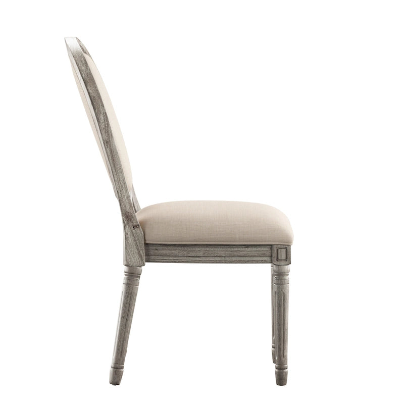 Chaises de salle à manger rondes en lin et bois Deana (lot de 2) par iNSPIRE Q Artisan