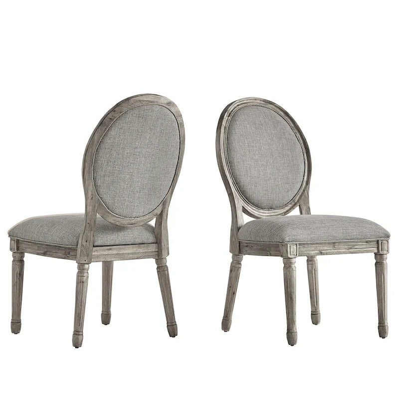 Chaises de salle à manger rondes en lin et bois Deana (lot de 2) par iNSPIRE Q Artisan