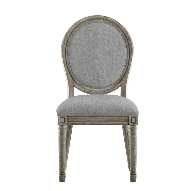 Chaises de salle à manger rondes en lin et bois Deana (lot de 2) par iNSPIRE Q Artisan