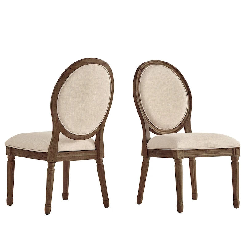 Chaises de salle à manger rondes en lin et bois Deana (lot de 2) par iNSPIRE Q Artisan