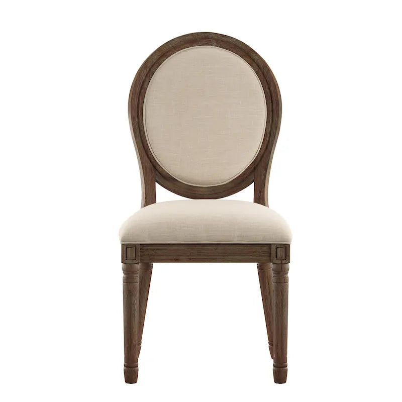 Chaises de salle à manger rondes en lin et bois Deana (lot de 2) par iNSPIRE Q Artisan