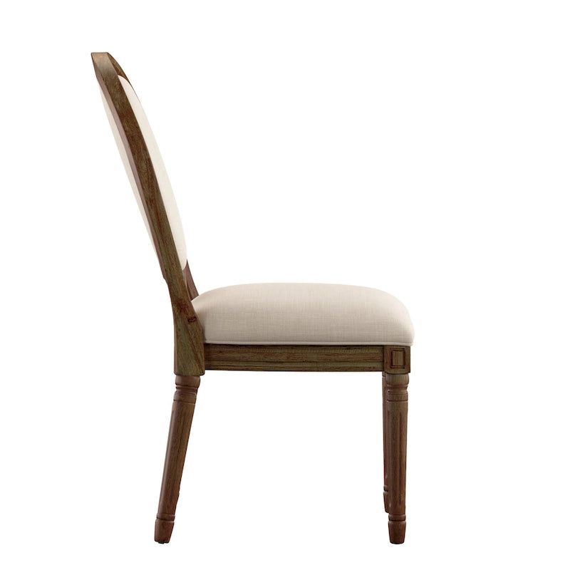 Chaises de salle à manger rondes en lin et bois Deana (lot de 2) par iNSPIRE Q Artisan