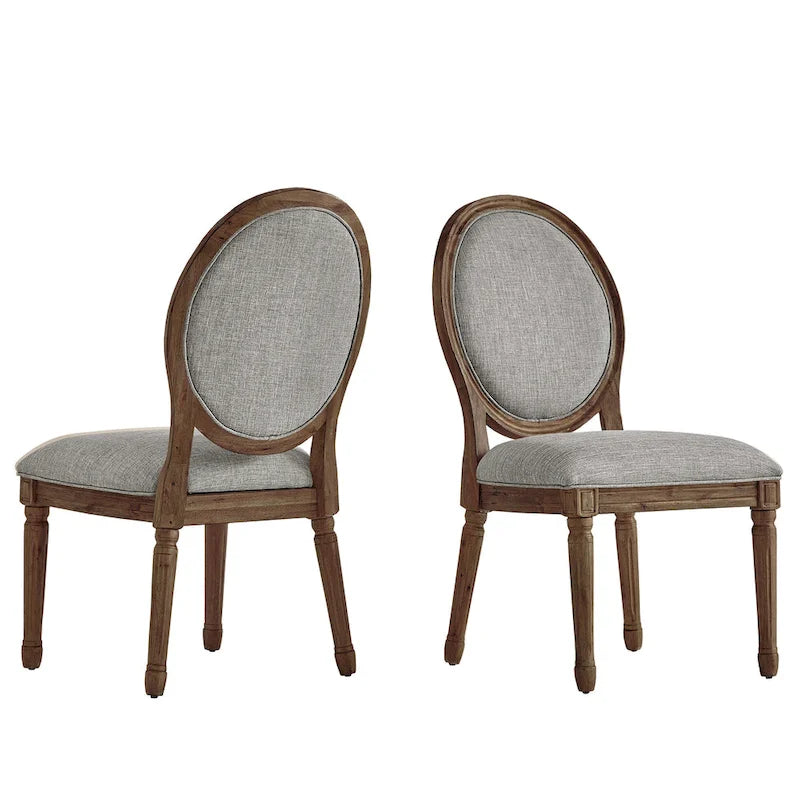 Chaises de salle à manger rondes en lin et bois Deana (lot de 2) par iNSPIRE Q Artisan