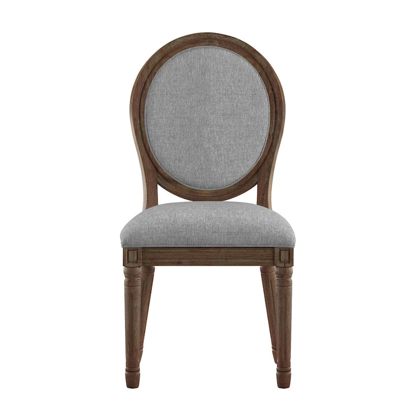 Chaises de salle à manger rondes en lin et bois Deana (lot de 2) par iNSPIRE Q Artisan